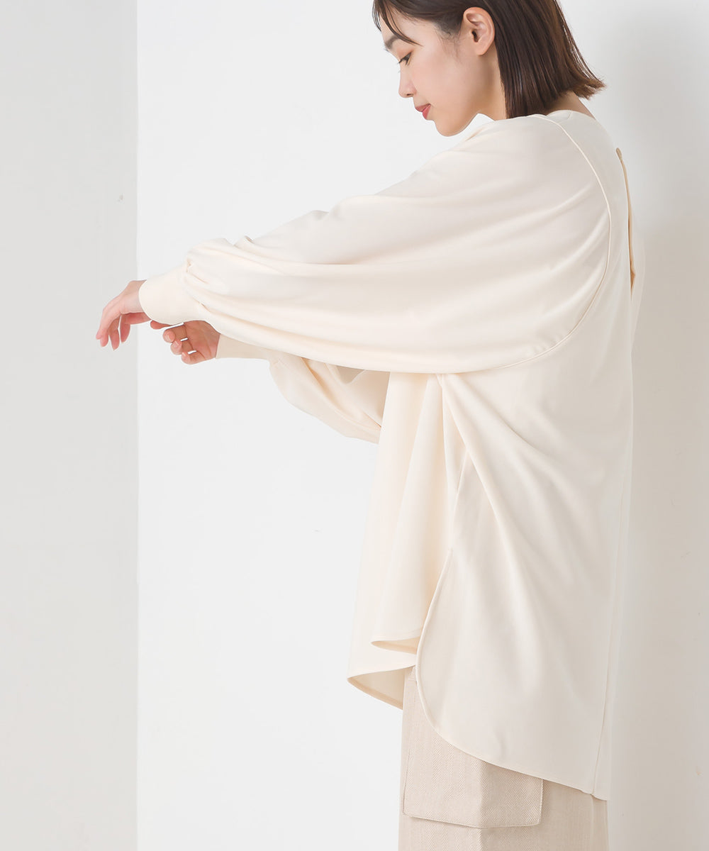 【OMNES】梨地バックヘンリーボリュームスリーブプルオーバー長袖【7122-5329】