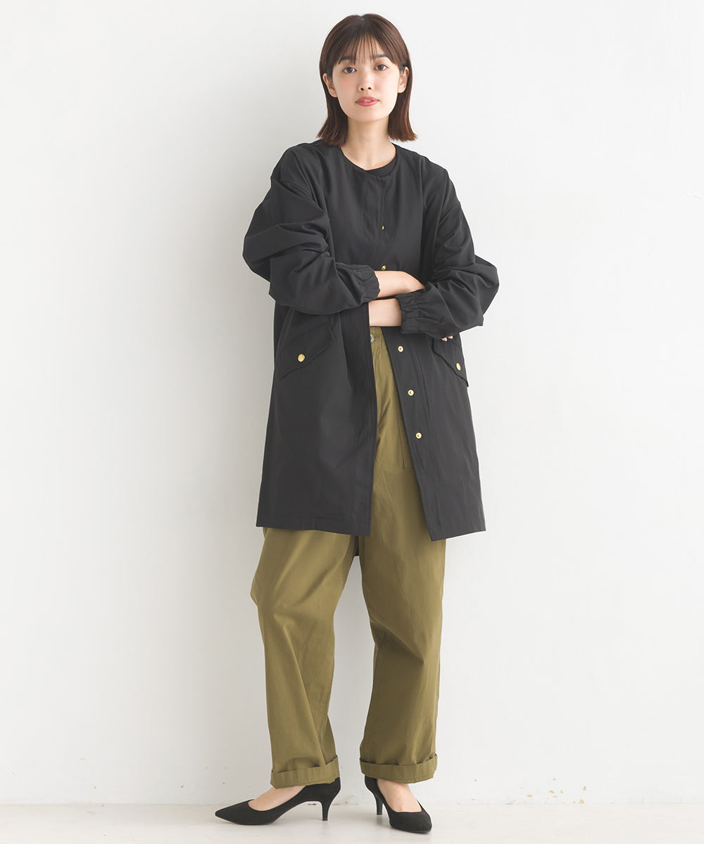 【OMNES】撥水加工フィッシュテール ノーカラーコート【7122-7115】