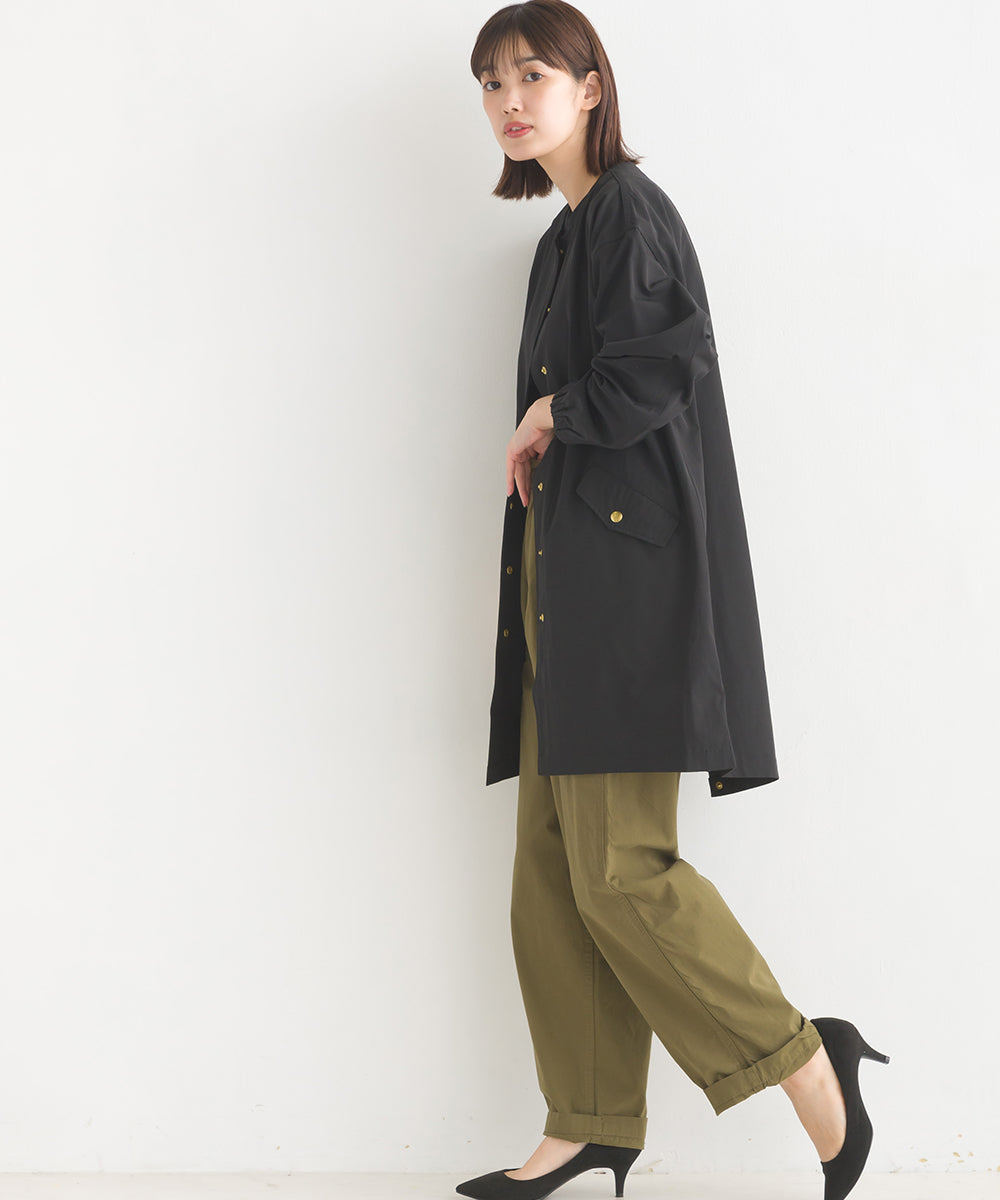 【OMNES】撥水加工フィッシュテール ノーカラーコート【7122-7115】
