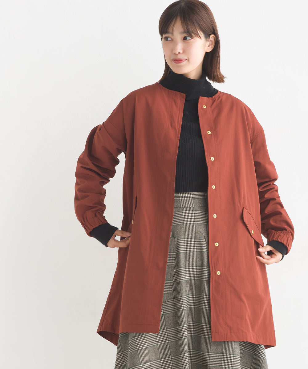 【OMNES】撥水加工フィッシュテール ノーカラーコート【7122-7115】