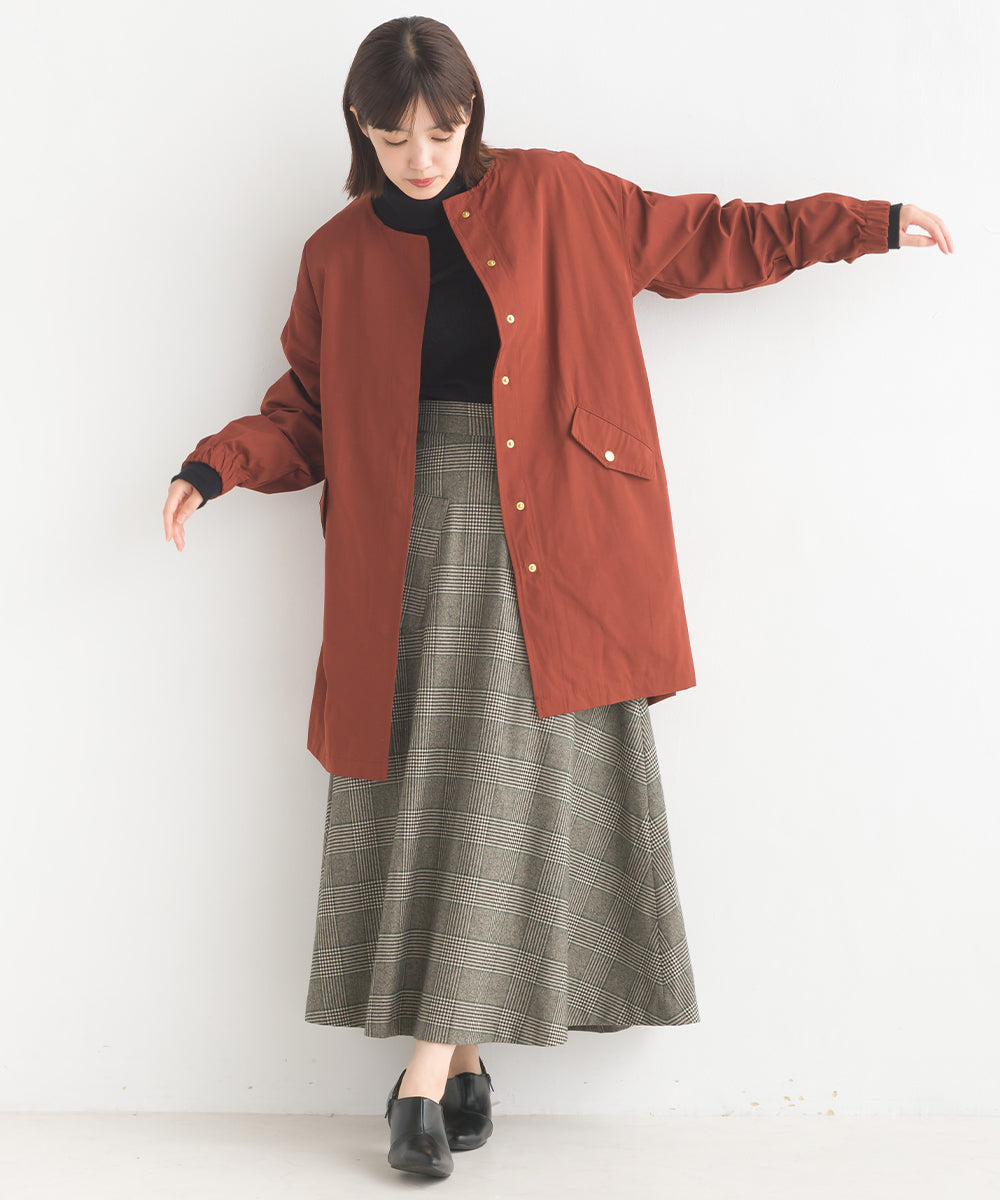 【OMNES】撥水加工フィッシュテール ノーカラーコート【7122-7115】