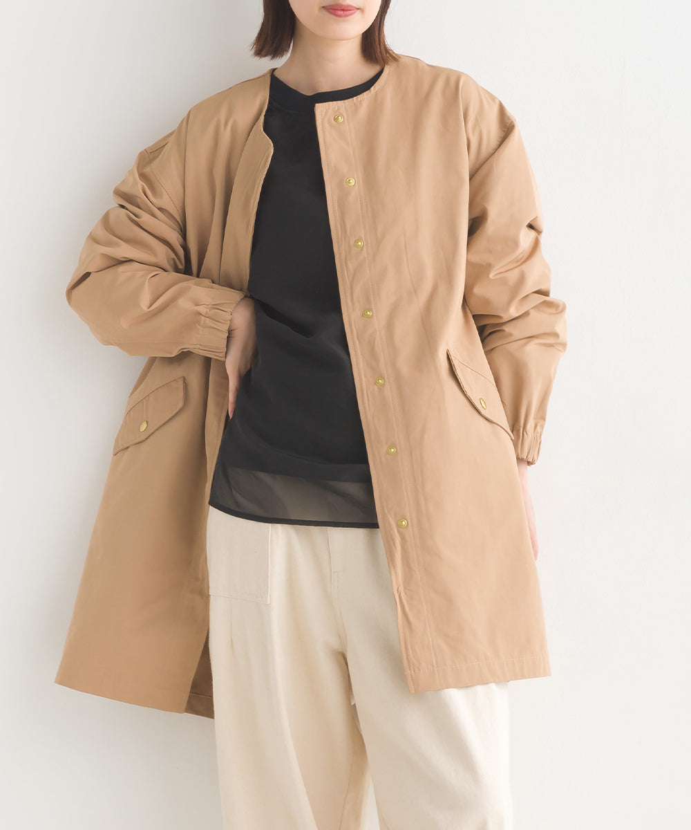 【OMNES】撥水加工フィッシュテール ノーカラーコート【7122-7115】