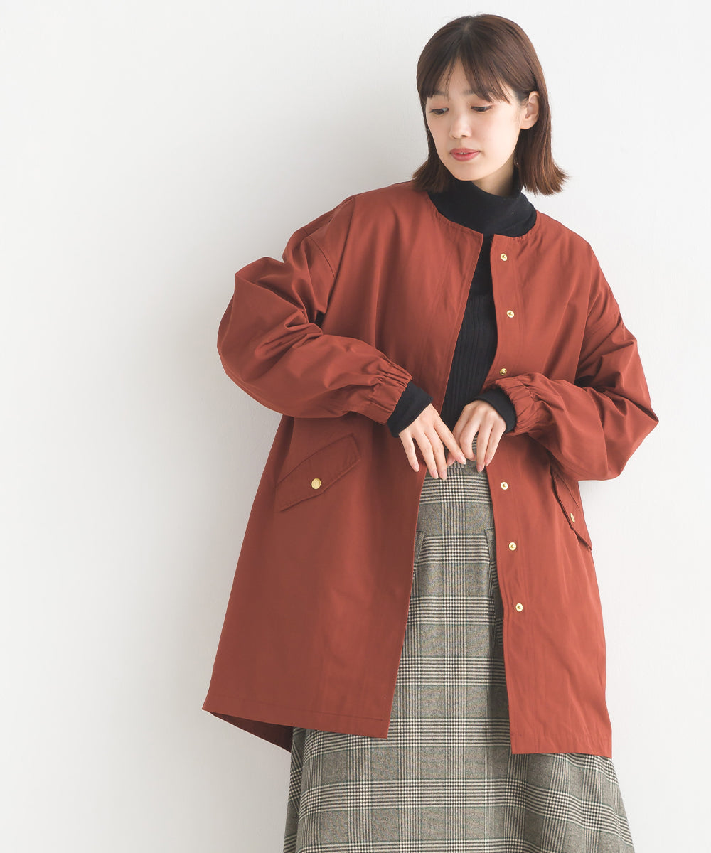 【OMNES】撥水加工フィッシュテール ノーカラーコート【7122-7115】