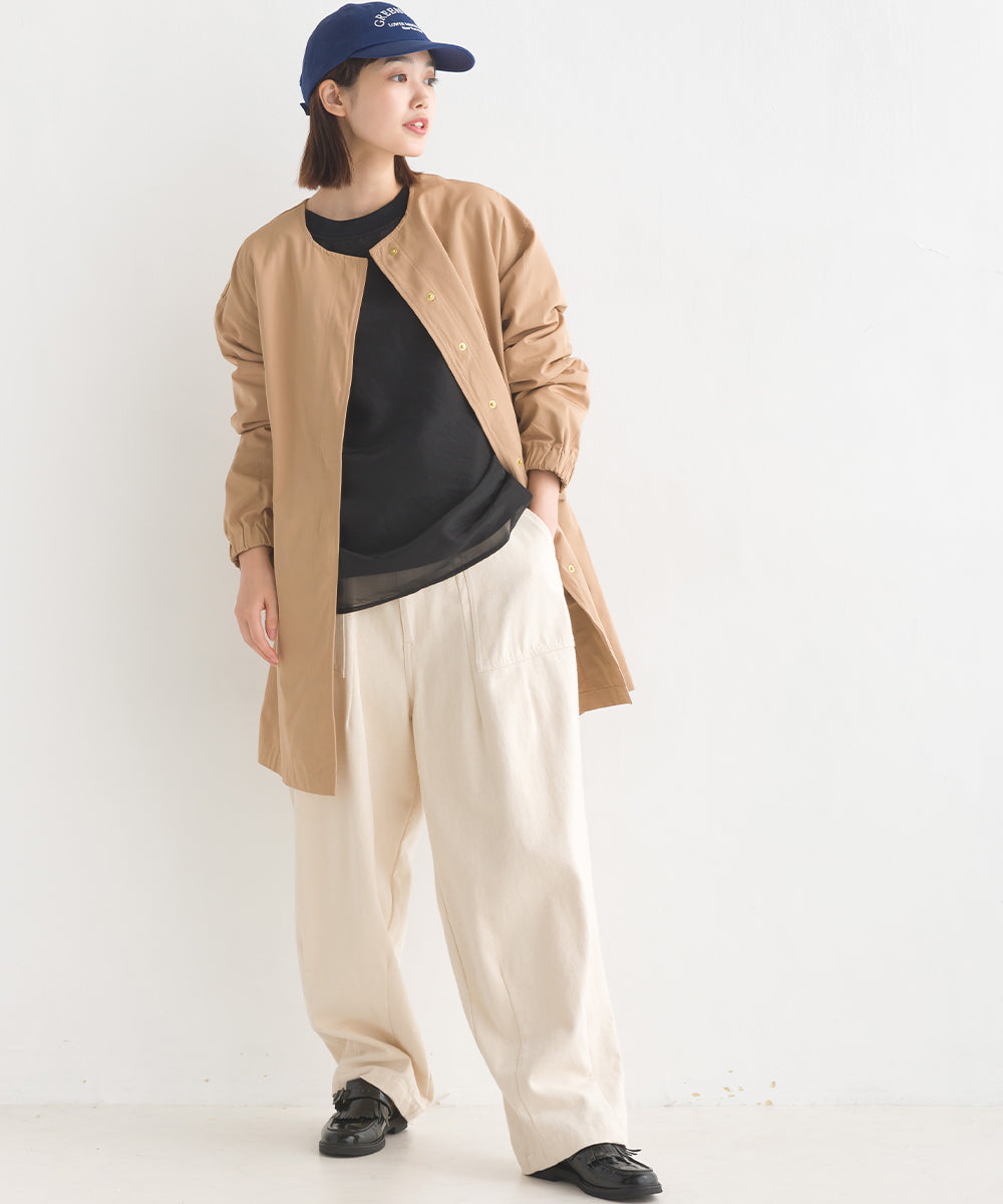 【OMNES】撥水加工フィッシュテール ノーカラーコート【7122-7115】