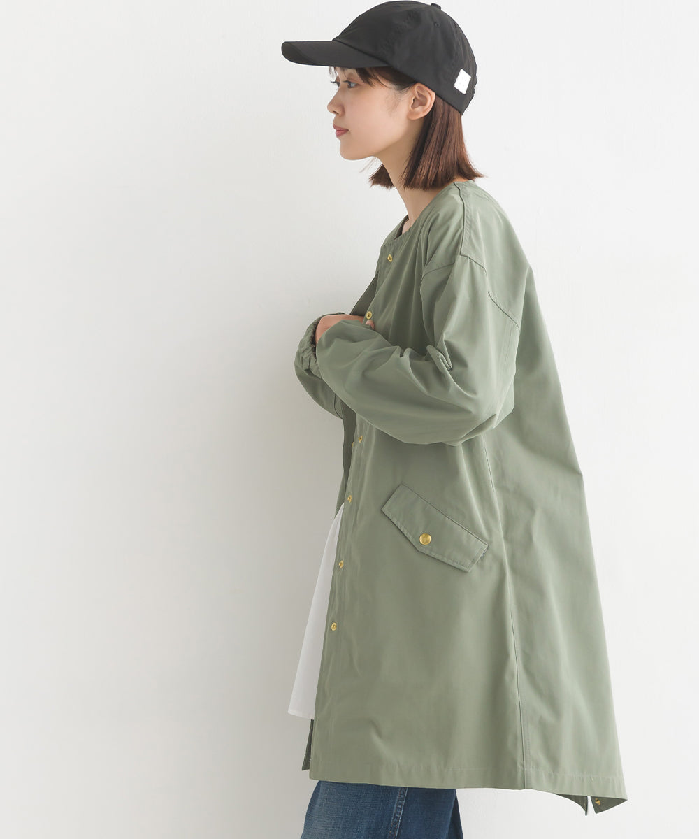 【OMNES】撥水加工フィッシュテール ノーカラーコート【7122-7115】