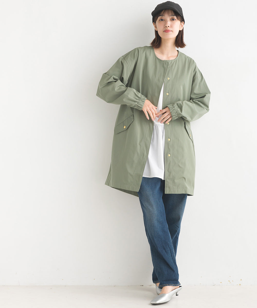 【OMNES】撥水加工フィッシュテール ノーカラーコート【7122-7115】