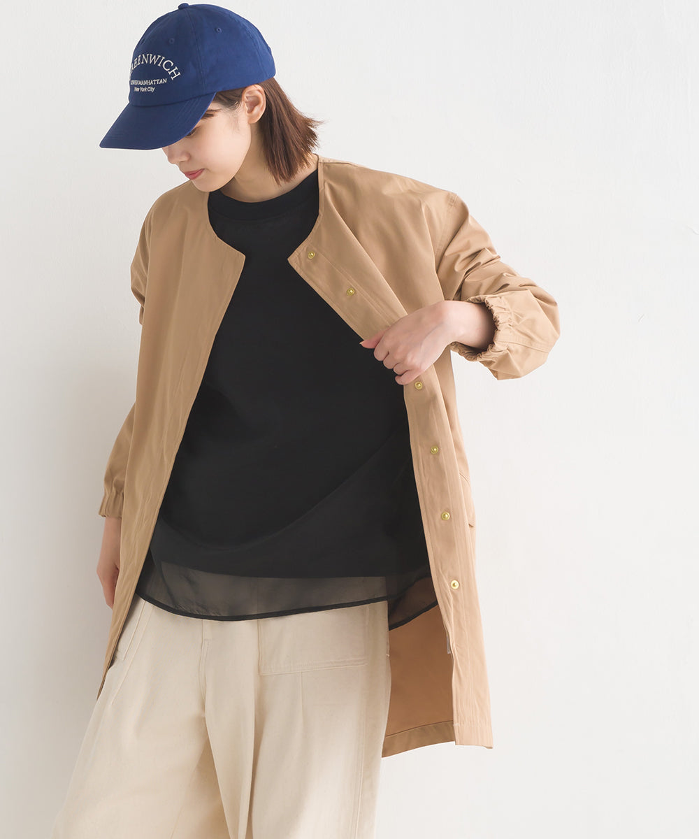 【OMNES】撥水加工フィッシュテール ノーカラーコート【7122-7115】