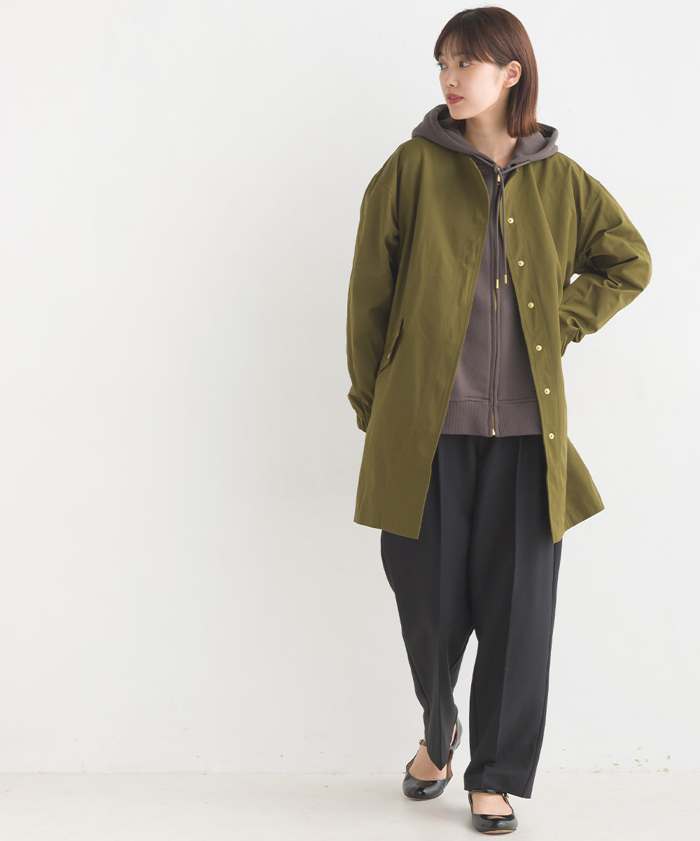 【OMNES】撥水加工フィッシュテール ノーカラーコート【7122-7115】