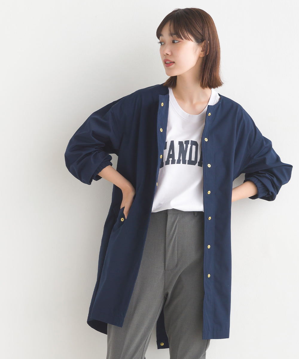【OMNES】撥水加工フィッシュテール ノーカラーコート【7122-7115】