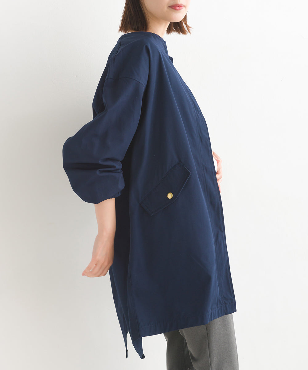 【OMNES】撥水加工フィッシュテール ノーカラーコート【7122-7115】