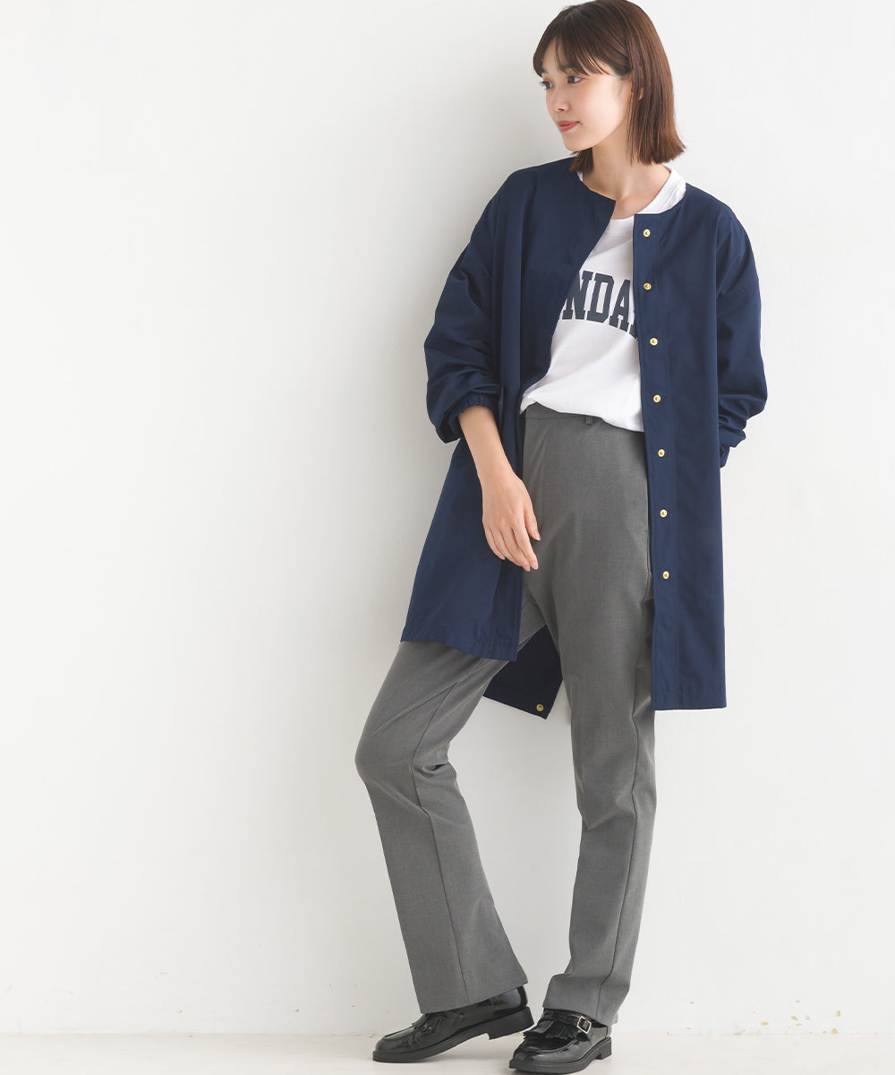 【OMNES】撥水加工フィッシュテール ノーカラーコート【7122-7115】