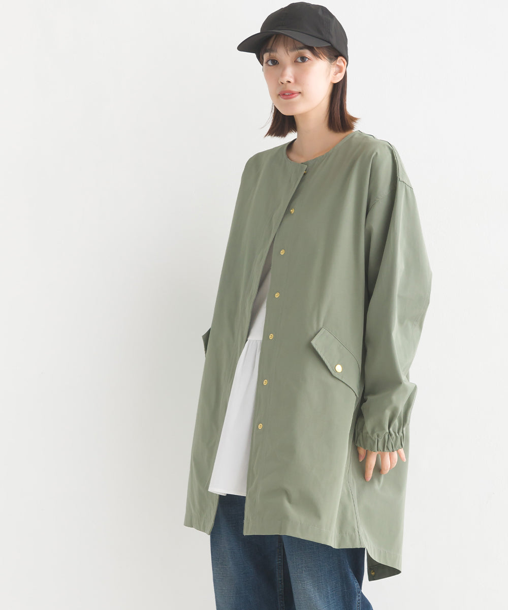 【OMNES】撥水加工フィッシュテール ノーカラーコート【7122-7115】
