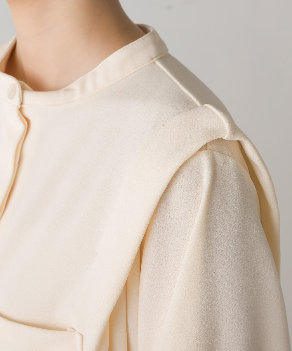 【OMNES】梨地ショルダータックシャツワンピース【7122-9071】