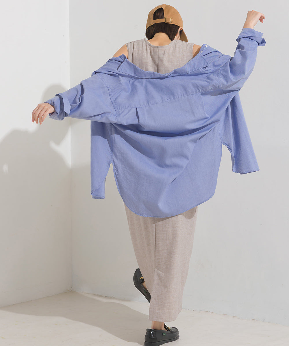 【OMNES】ストレッチ杢Vネックワンピース【7122-9073】