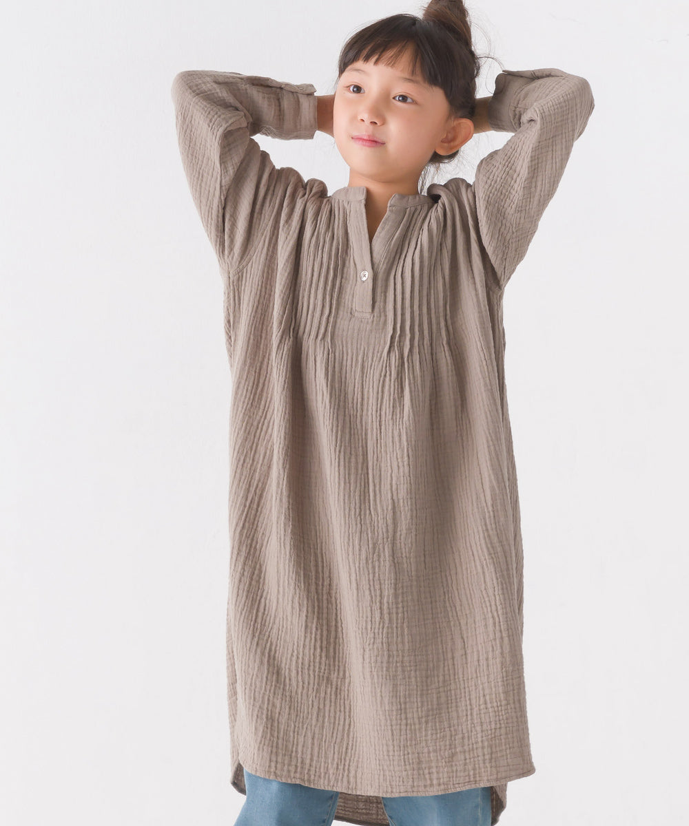 【OMNES】キッズ ダブルガーゼピンタックワンピース【7122-9089】