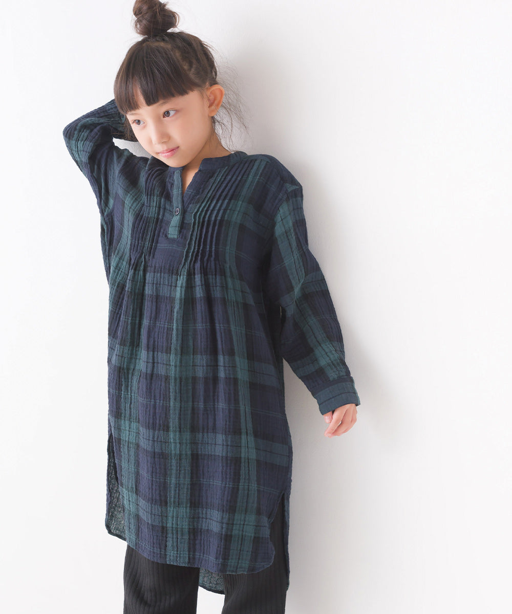 【OMNES】キッズ ダブルガーゼピンタックワンピース【7122-9089】