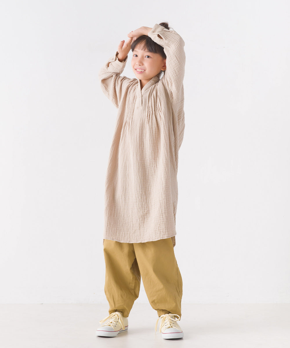 【OMNES】キッズ ダブルガーゼピンタックワンピース【7122-9089】