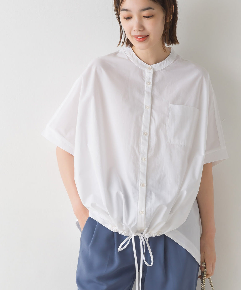 【OMNES】裾ドロストワイドシルエット半袖シャツ【7123-4167】
