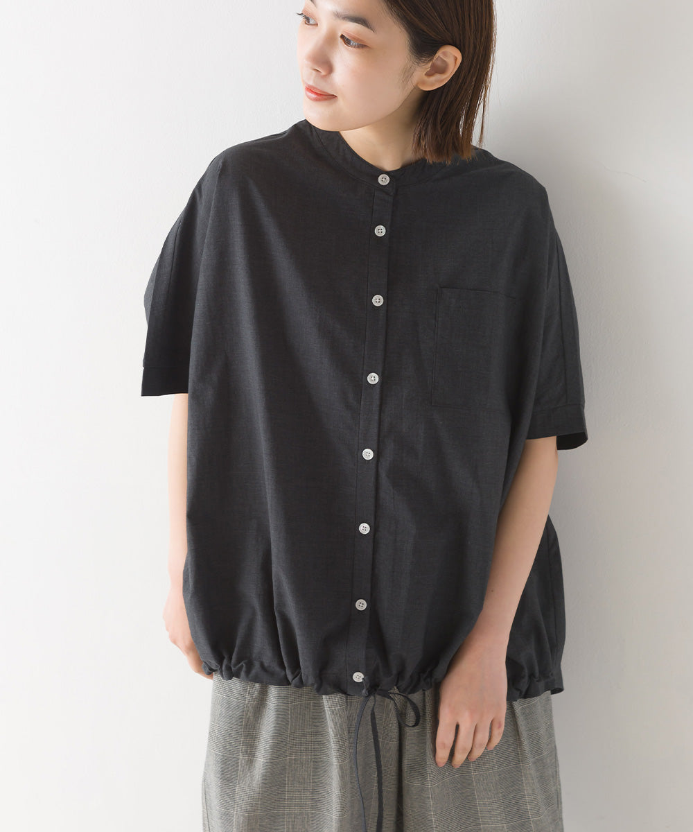 【OMNES】裾ドロストワイドシルエット半袖シャツ【7123-4167】