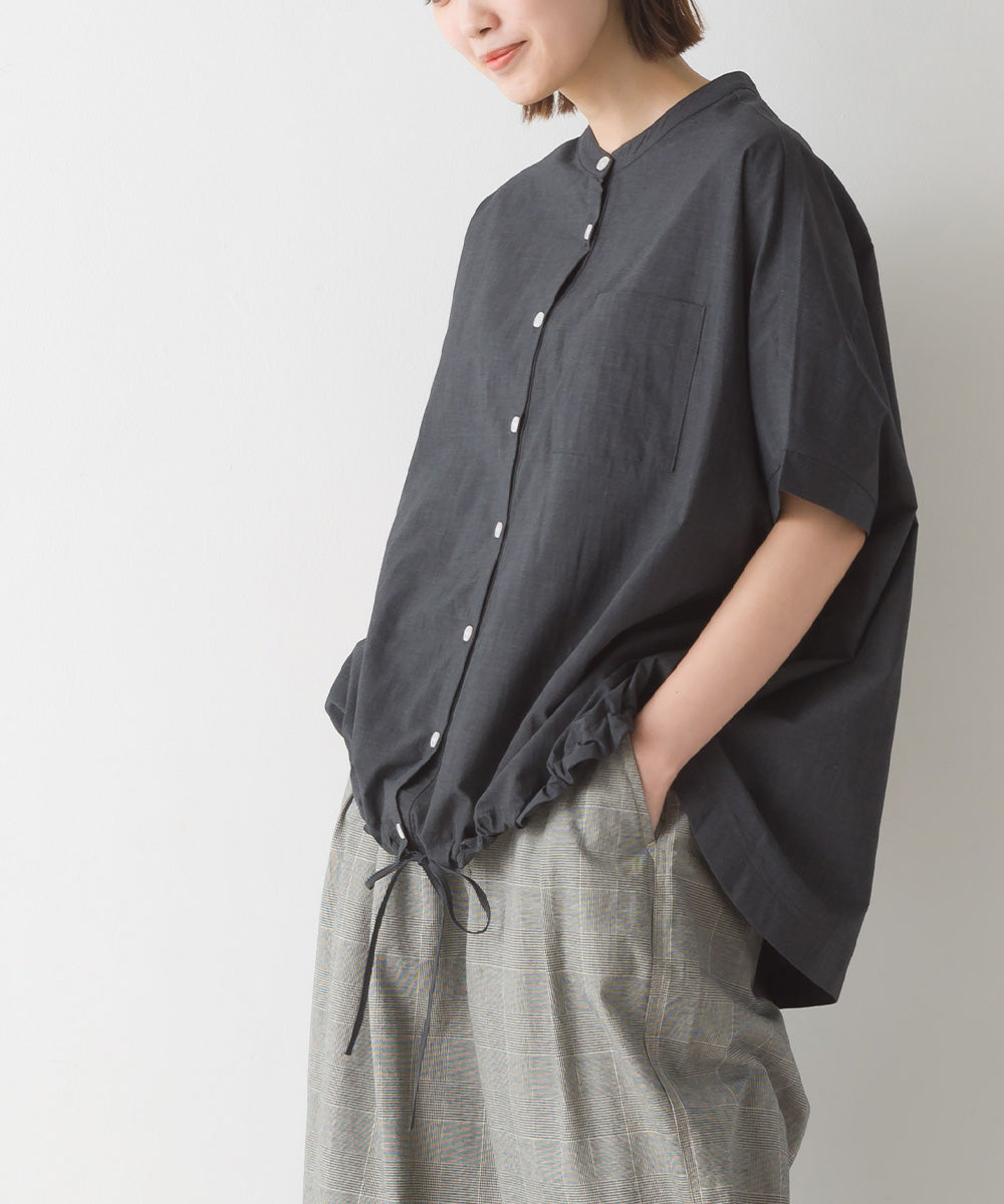 【OMNES】裾ドロストワイドシルエット半袖シャツ【7123-4167】