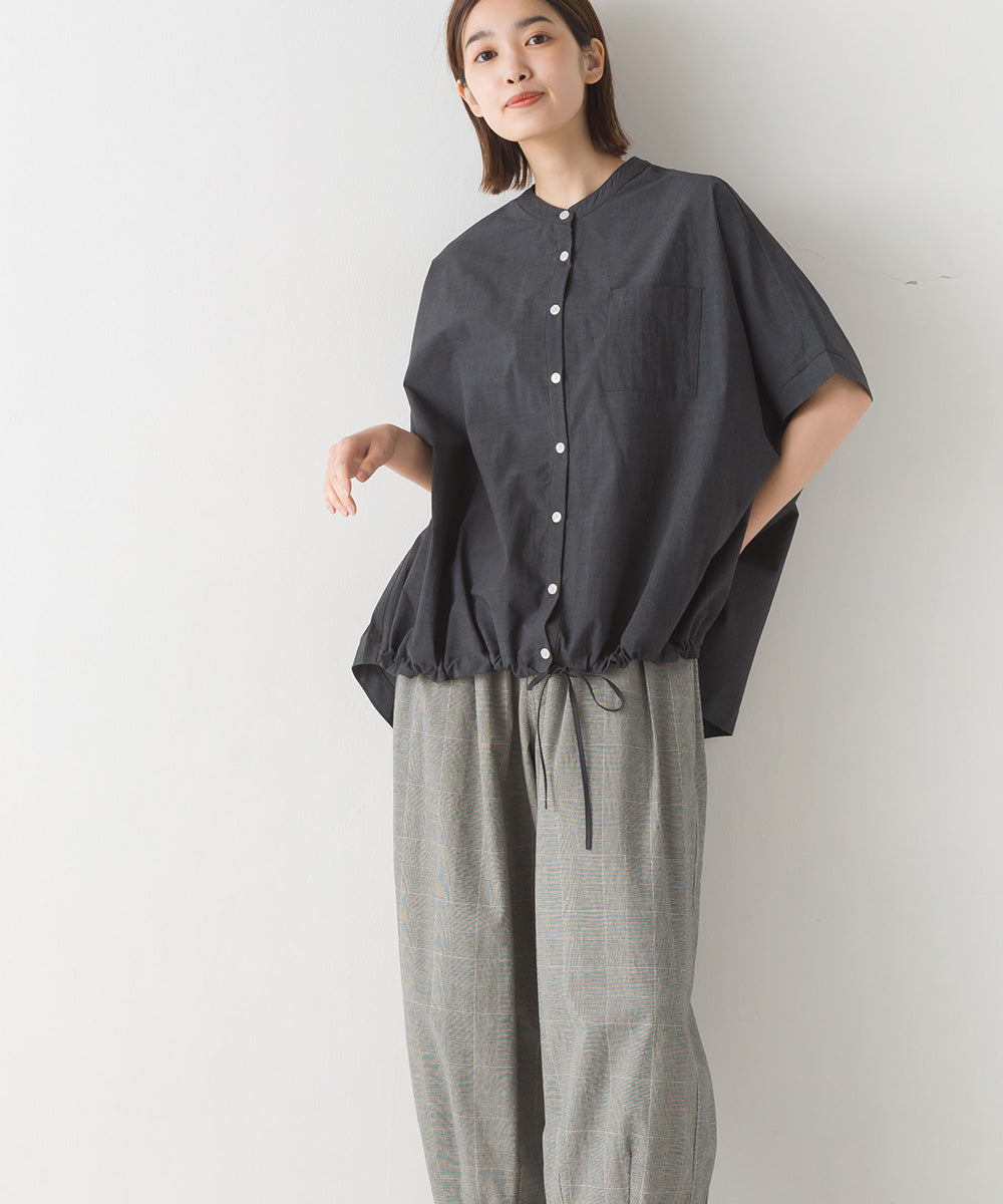 【OMNES】裾ドロストワイドシルエット半袖シャツ【7123-4167】