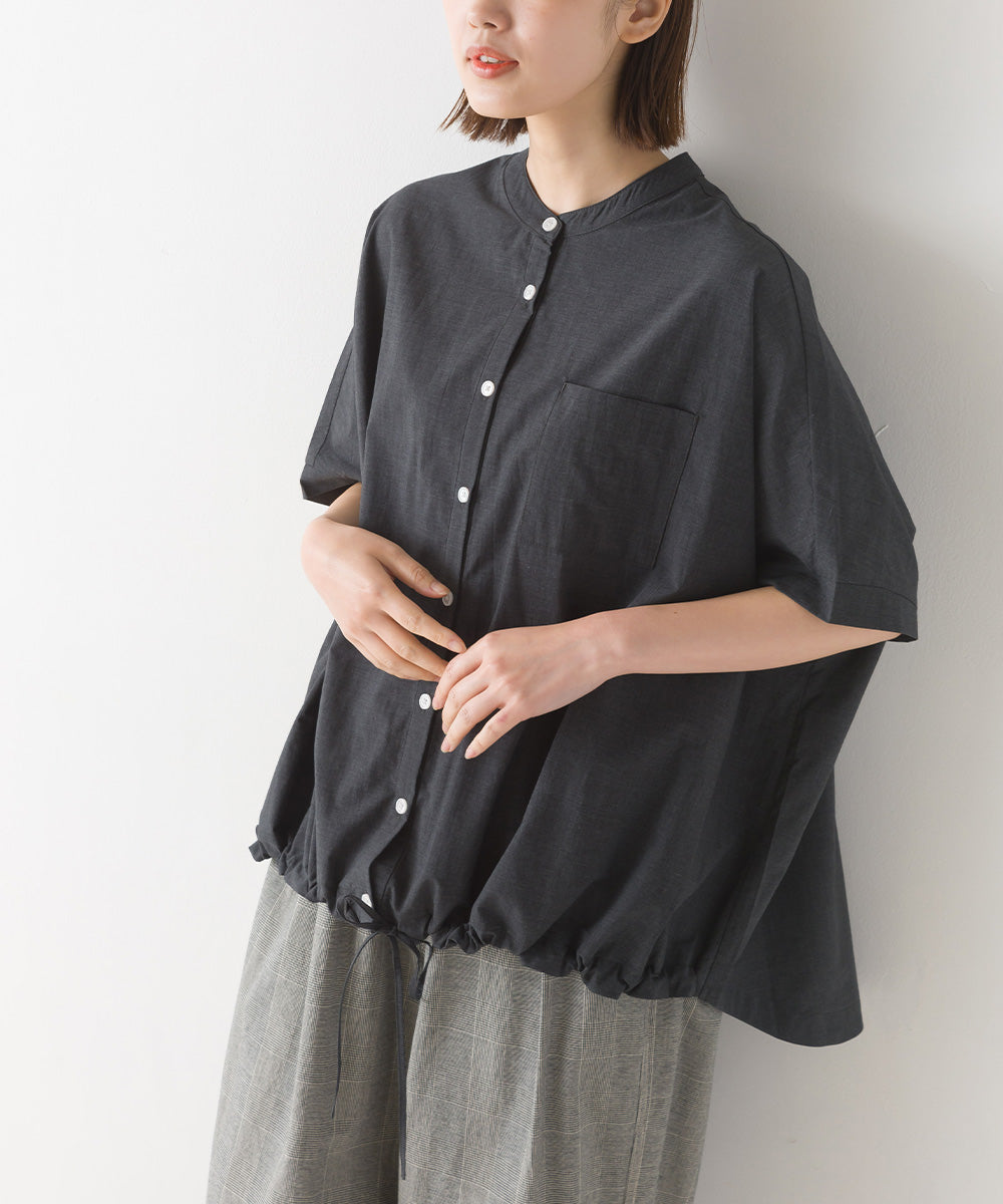 【OMNES】裾ドロストワイドシルエット半袖シャツ【7123-4167】