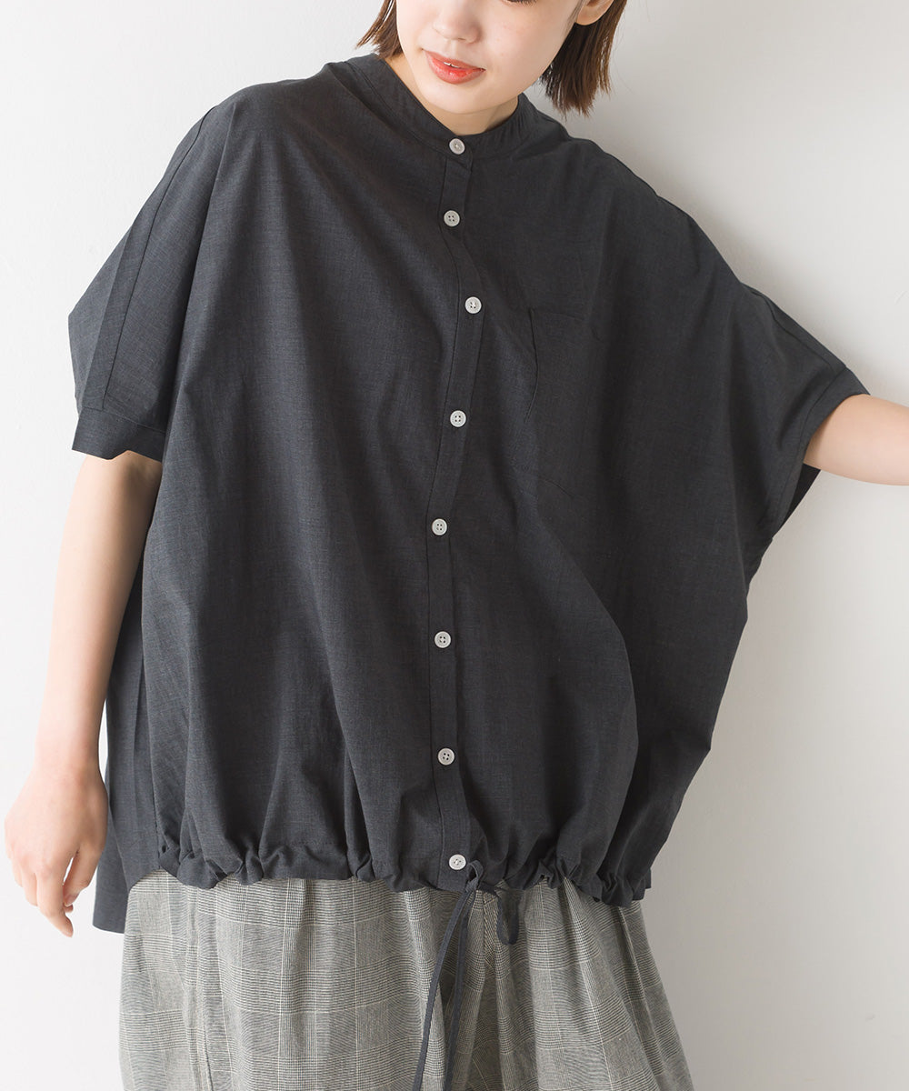 【OMNES】裾ドロストワイドシルエット半袖シャツ【7123-4167】
