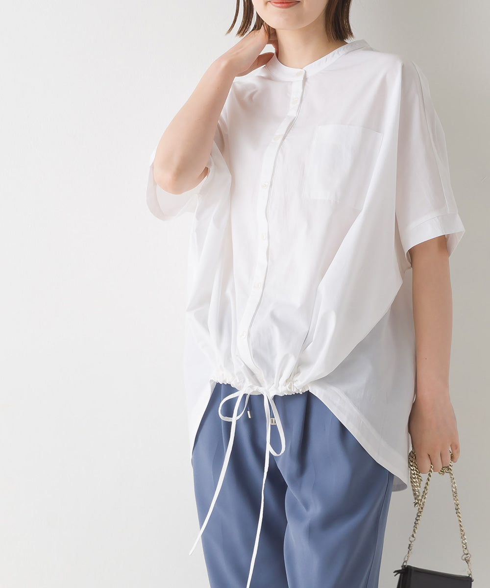 【OMNES】裾ドロストワイドシルエット半袖シャツ【7123-4167】