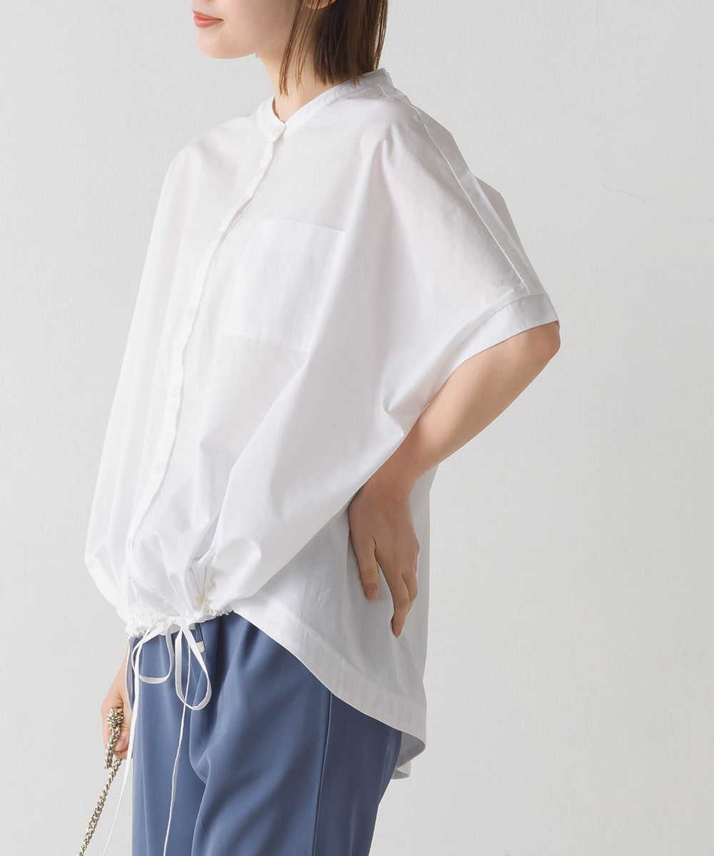 【OMNES】裾ドロストワイドシルエット半袖シャツ【7123-4167】
