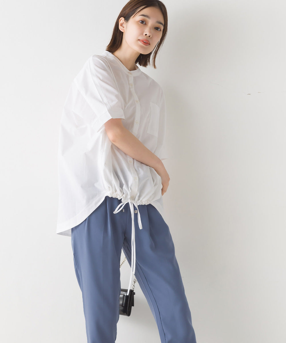 【OMNES】裾ドロストワイドシルエット半袖シャツ【7123-4167】