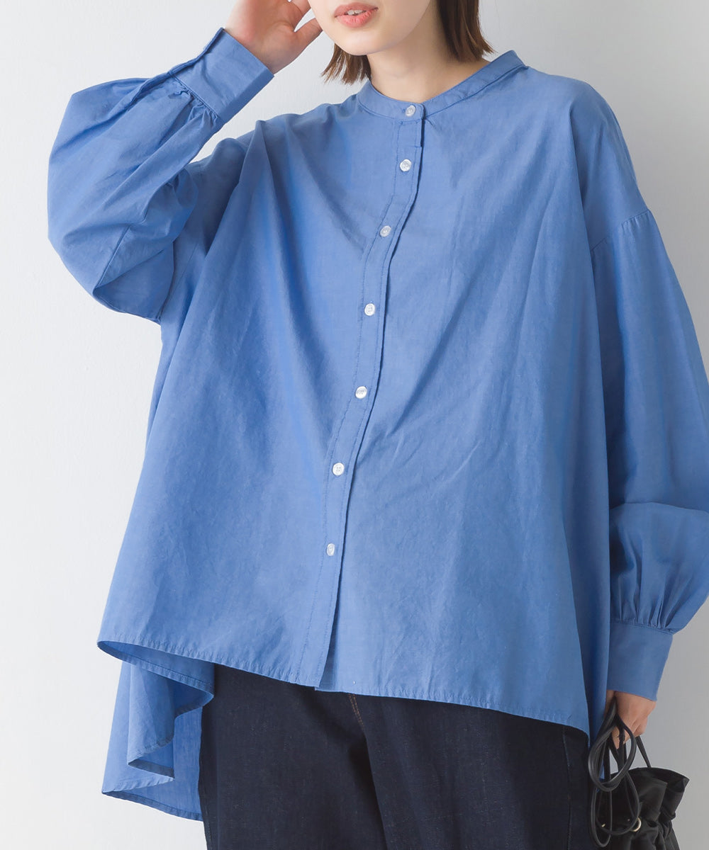 【OMNES】製品洗いコットンブロード 長袖フレアシャツ【7123-4169】