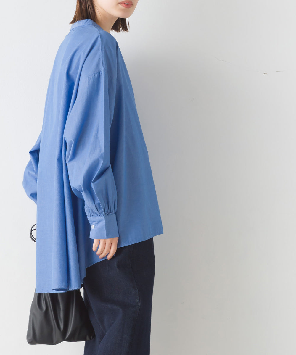 【OMNES】製品洗いコットンブロード 長袖フレアシャツ【7123-4169】