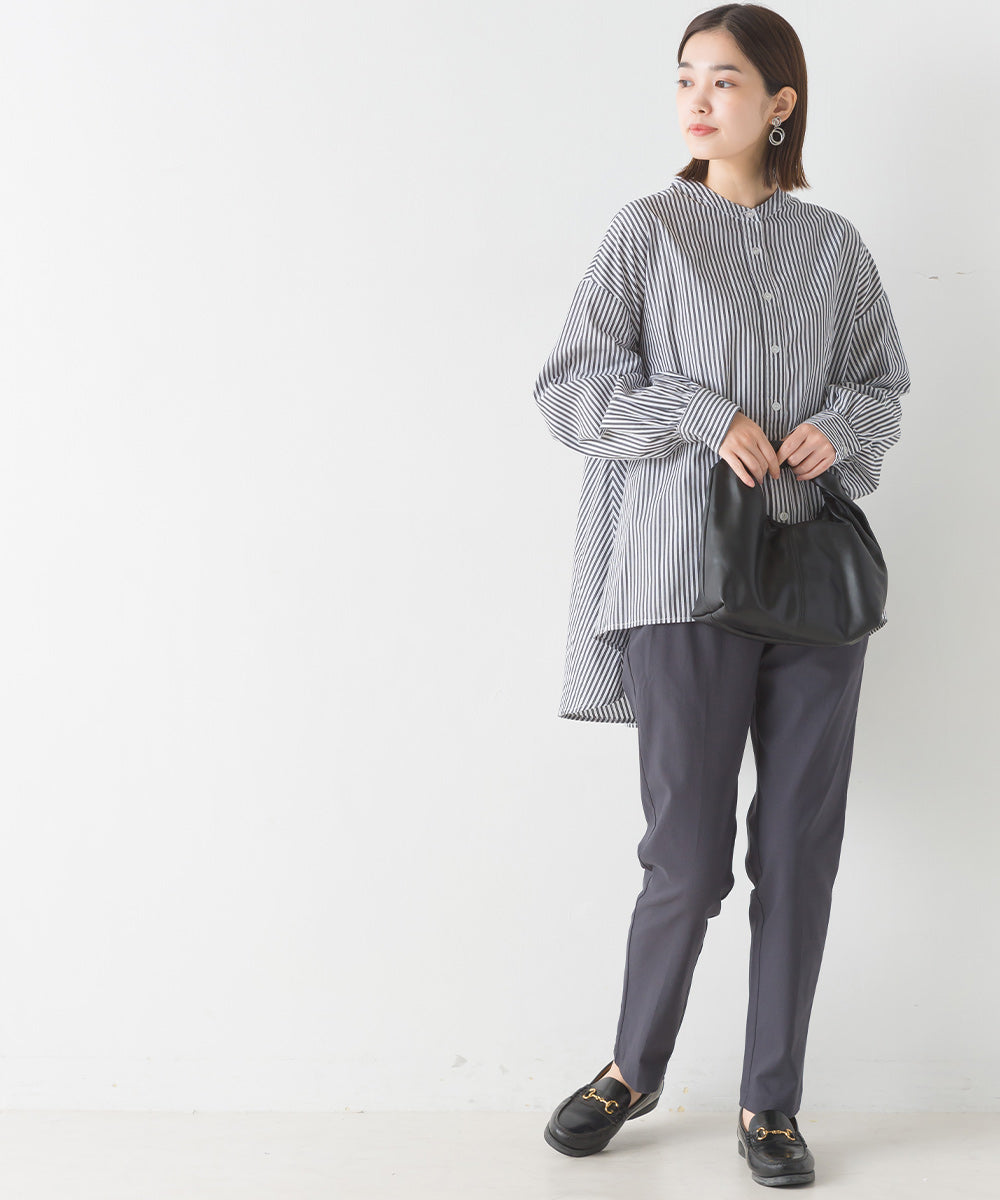 【OMNES】製品洗いコットンブロード 長袖フレアシャツ【7123-4169】
