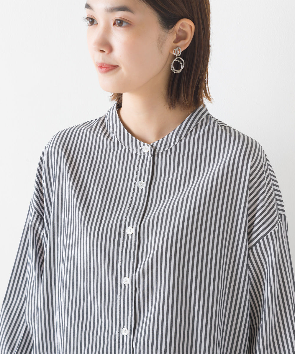 【OMNES】製品洗いコットンブロード 長袖フレアシャツ【7123-4169】