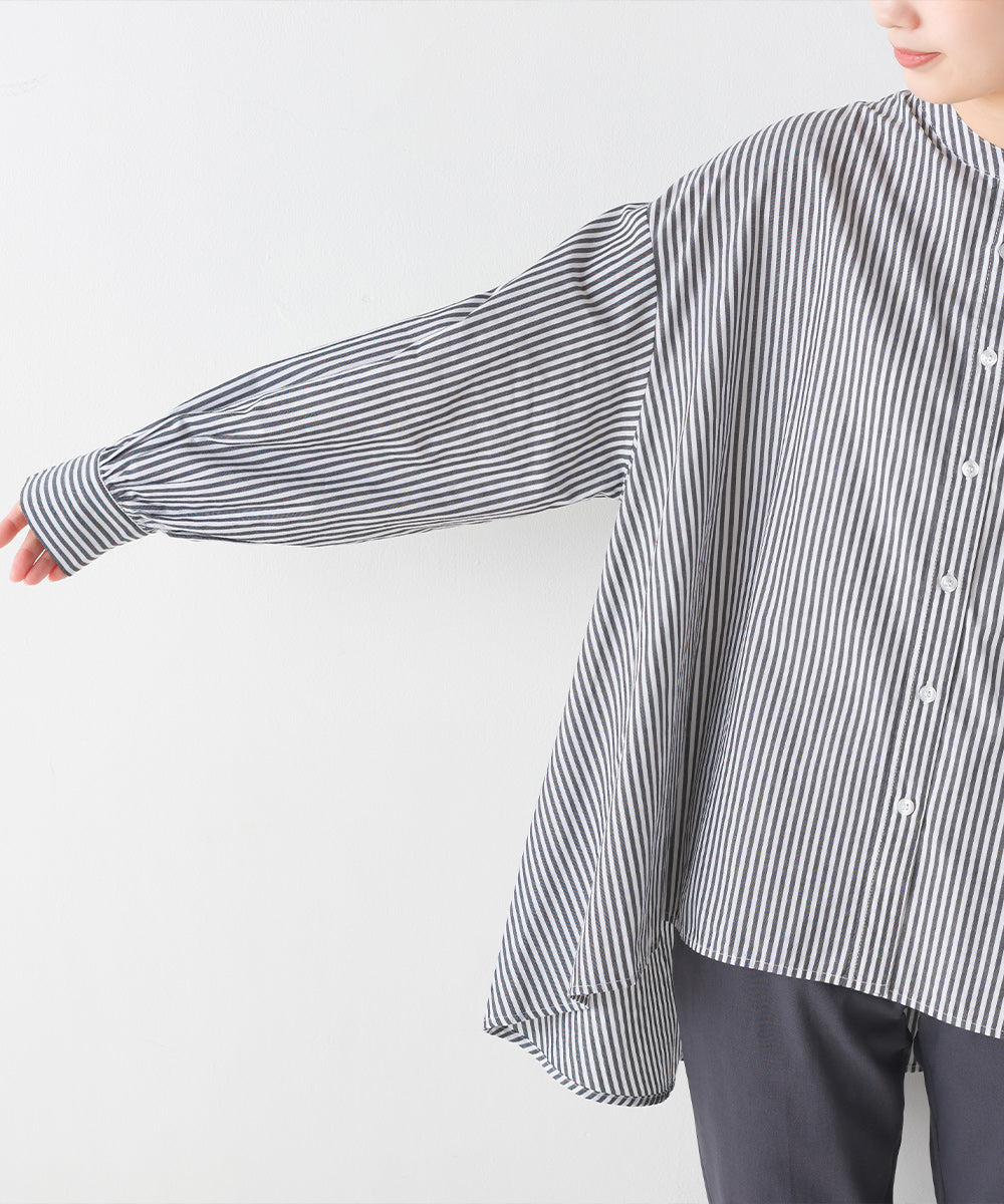 【OMNES】製品洗いコットンブロード 長袖フレアシャツ【7123-4169】