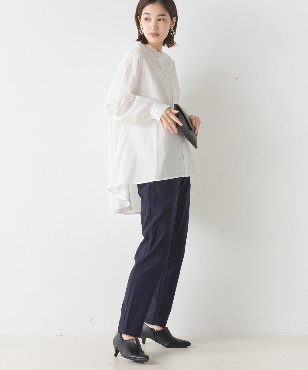 【OMNES】製品洗いコットンブロード 長袖フレアシャツ【7123-4169】
