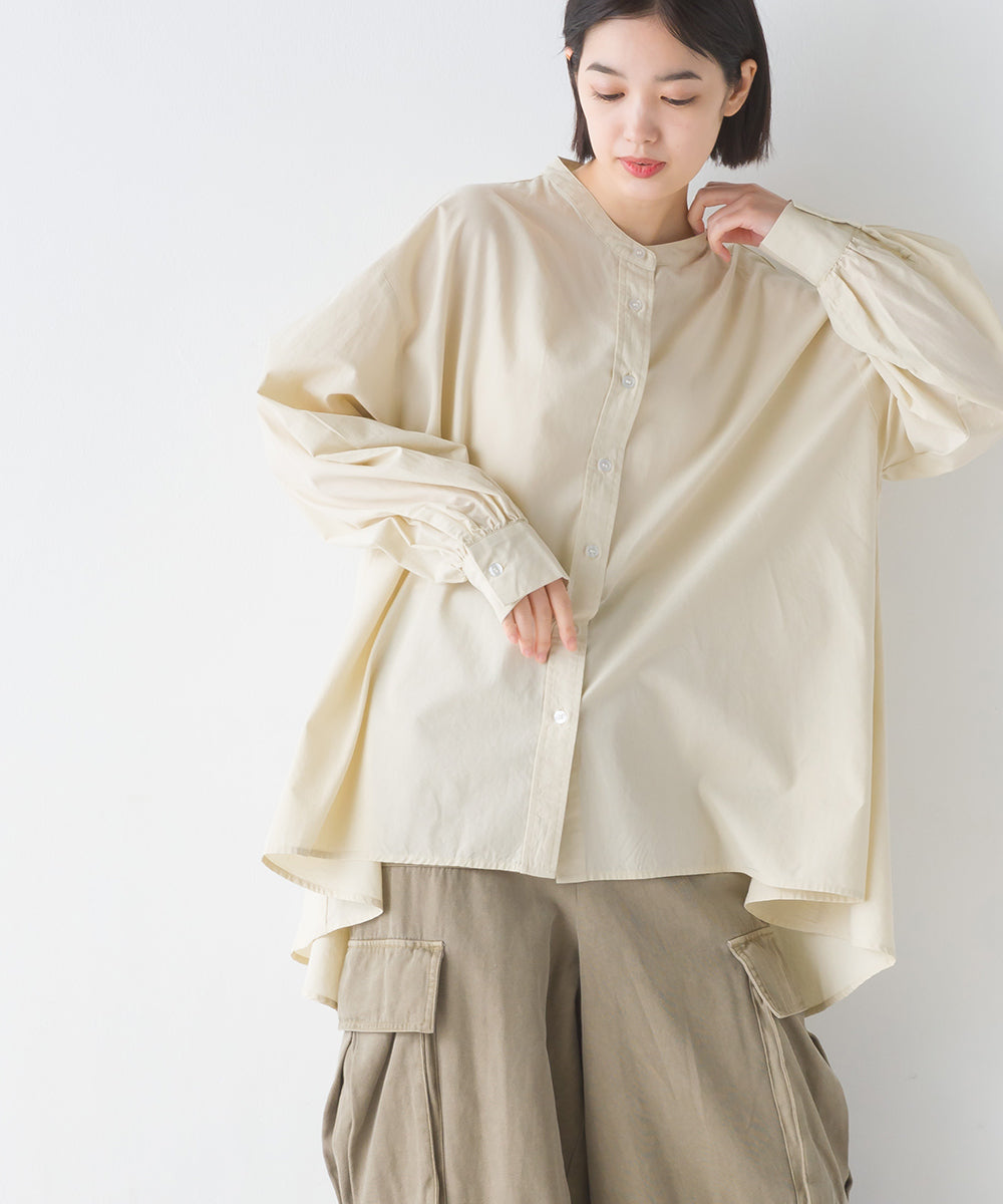 【OMNES】製品洗いコットンブロード 長袖フレアシャツ【7123-4169】