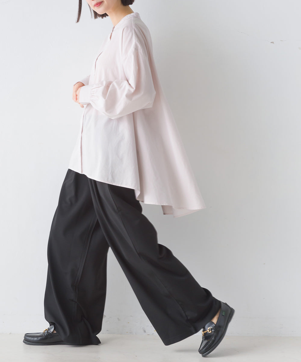 【OMNES】製品洗いコットンブロード 長袖フレアシャツ【7123-4169】
