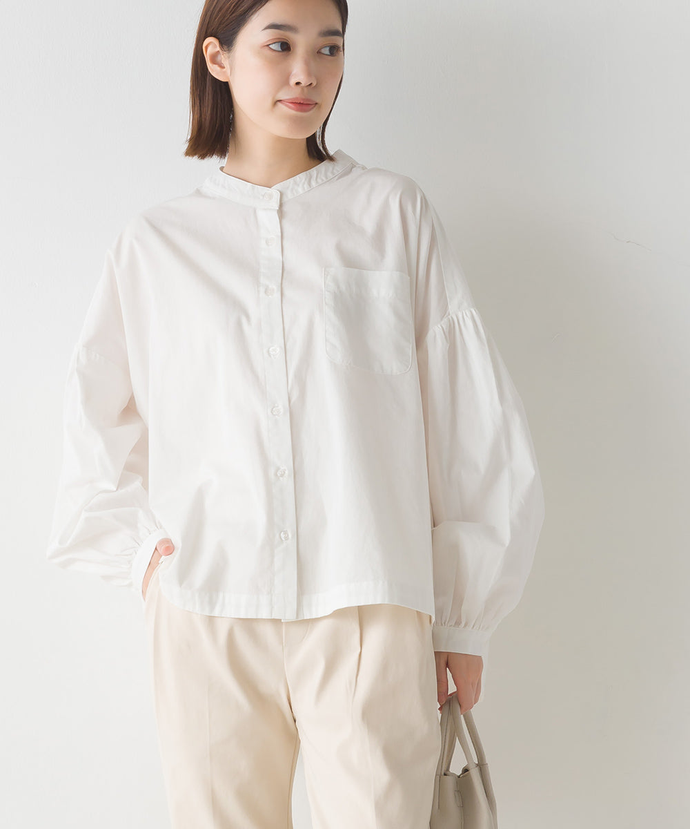 【OMNES】製品洗いコットンブロード ボリューム長袖シャツ【7123-4170】