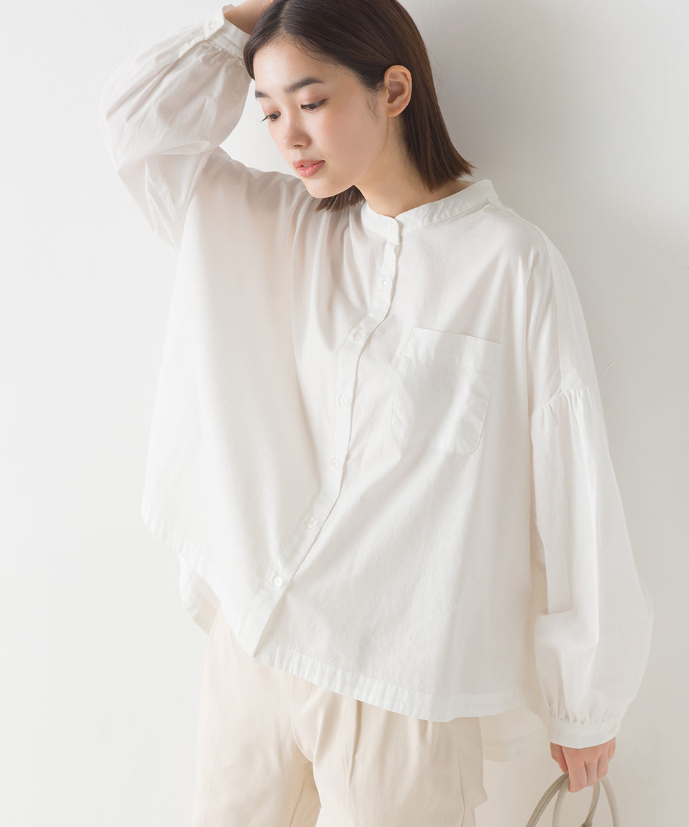【OMNES】製品洗いコットンブロード ボリューム長袖シャツ【7123-4170】