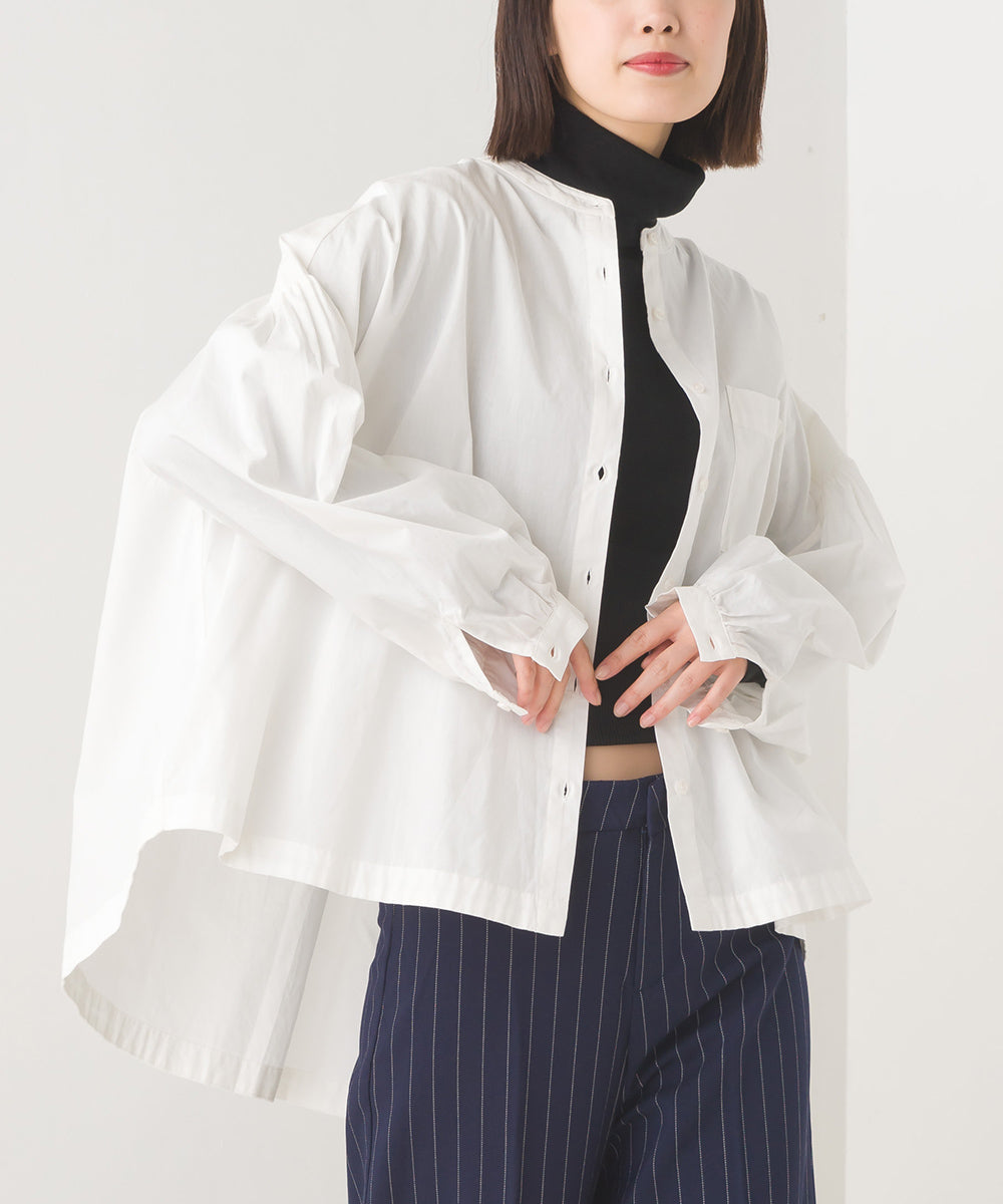 【OMNES】製品洗いコットンブロード ボリューム長袖シャツ【7123-4170】