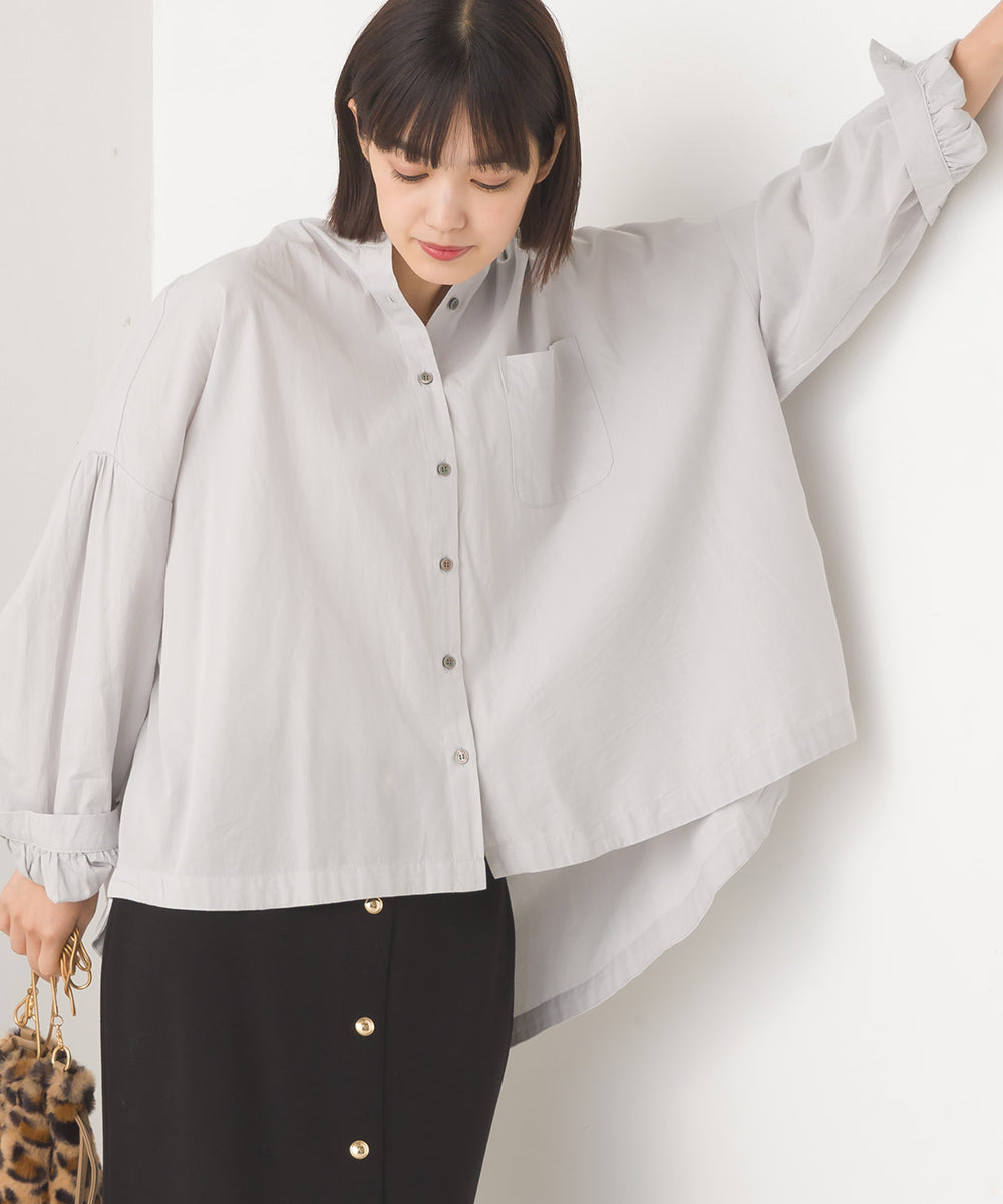 【OMNES】製品洗いコットンブロード ボリューム長袖シャツ【7123-4170】