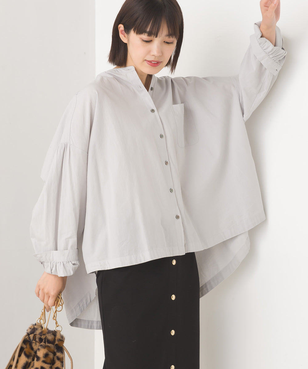 【OMNES】製品洗いコットンブロード ボリューム長袖シャツ【7123-4170】