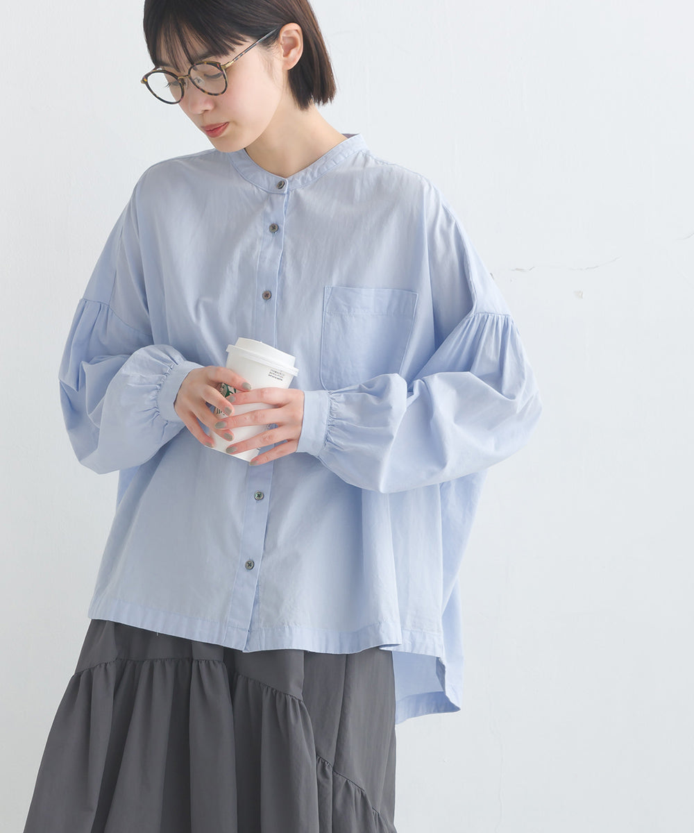 【OMNES】製品洗いコットンブロード ボリューム長袖シャツ【7123-4170】