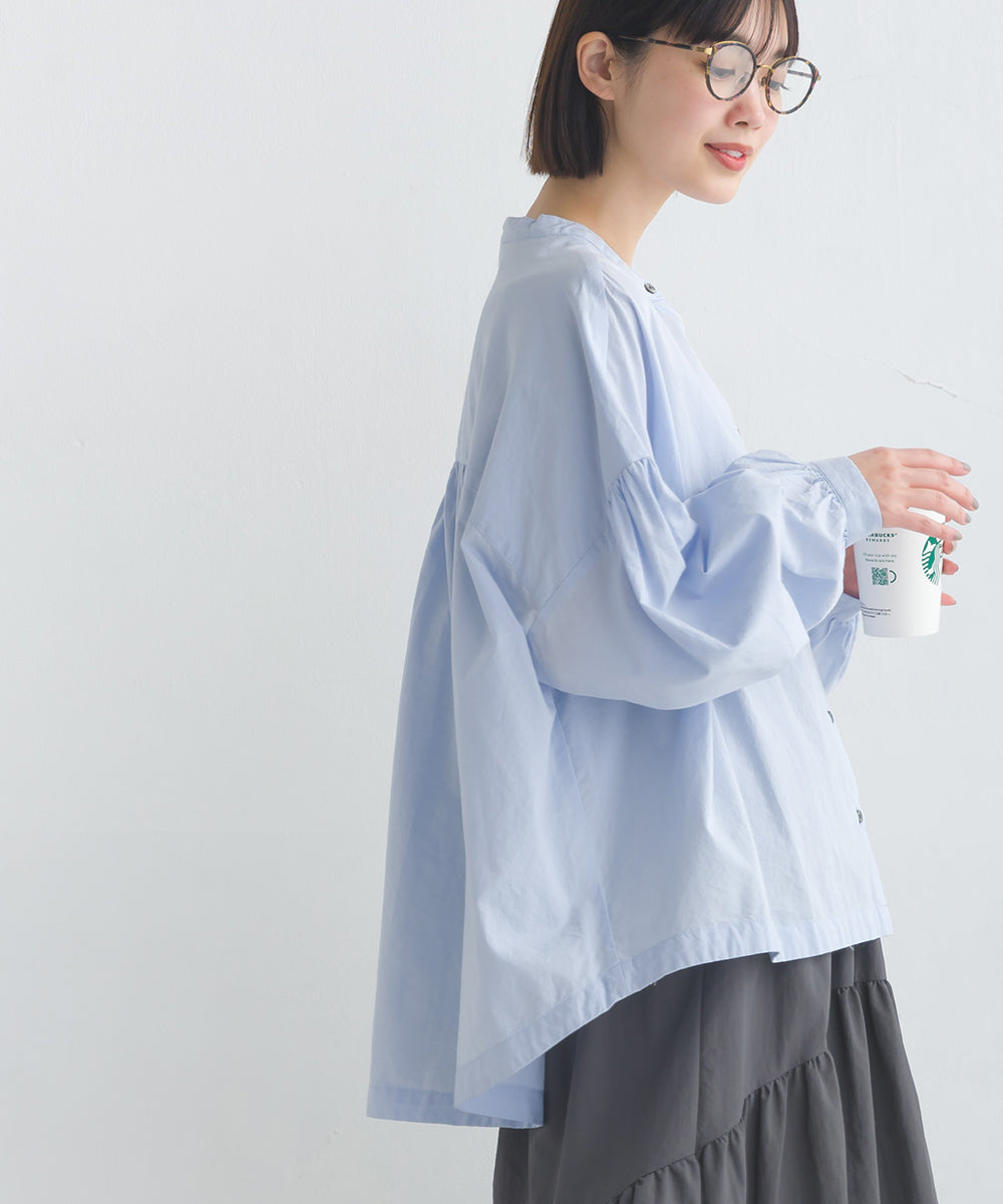 【OMNES】製品洗いコットンブロード ボリューム長袖シャツ【7123-4170】