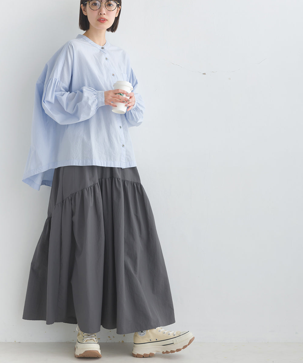 【OMNES】製品洗いコットンブロード ボリューム長袖シャツ【7123-4170】