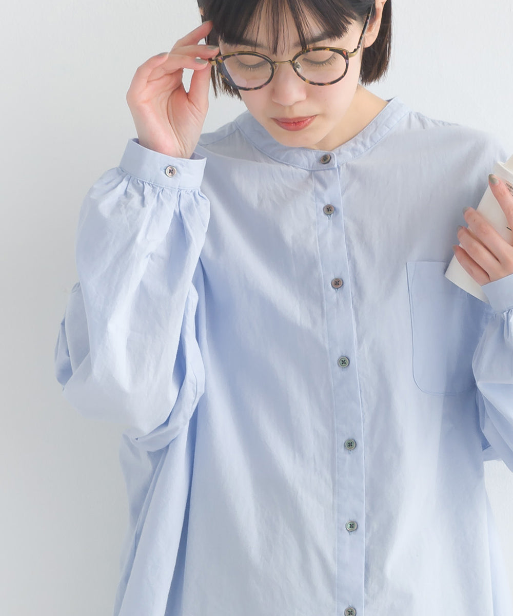 【OMNES】製品洗いコットンブロード ボリューム長袖シャツ【7123-4170】