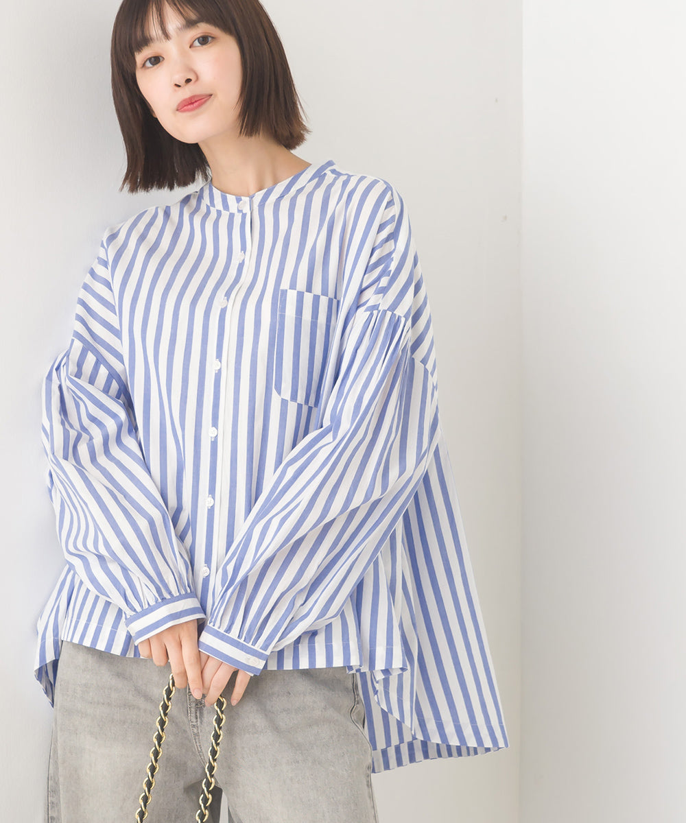 【OMNES】製品洗いコットンブロード ボリューム長袖シャツ【7123-4170】