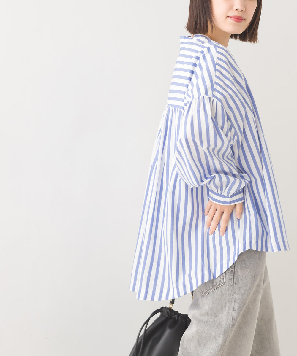 【OMNES】製品洗いコットンブロード ボリューム長袖シャツ【7123-4170】