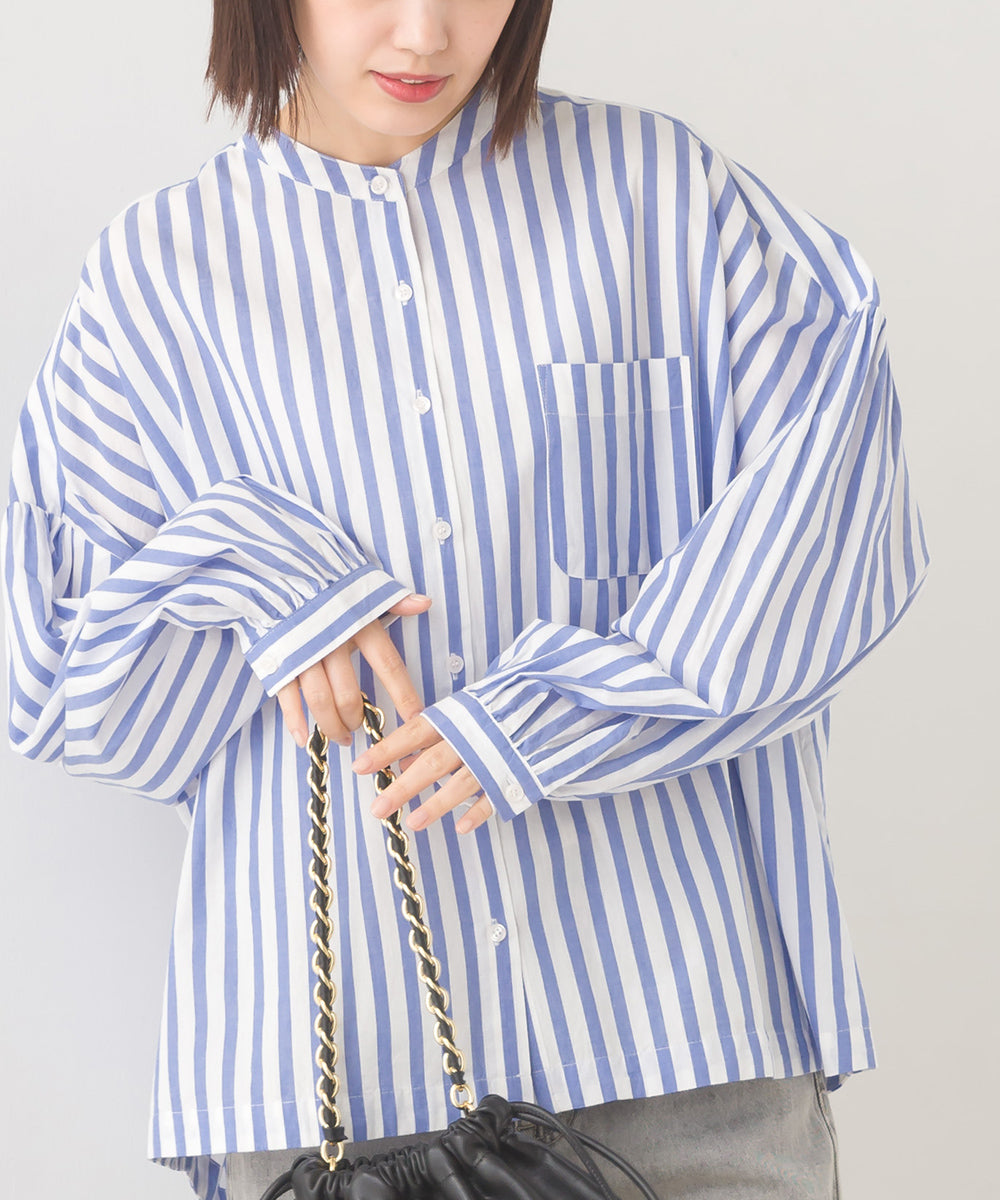 【OMNES】製品洗いコットンブロード ボリューム長袖シャツ【7123-4170】